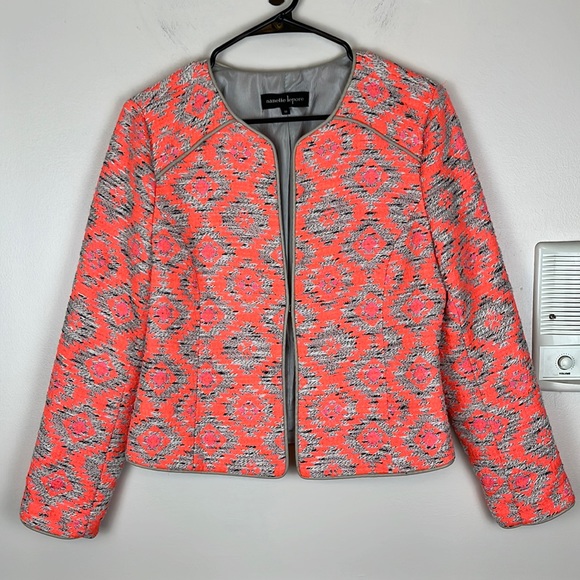 Nanette Lepore Great Plains Jacket, Coral/Pink/Cream/Black, Aztec  
